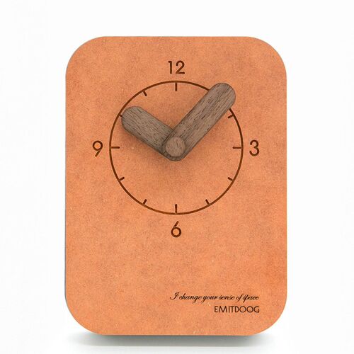 Horloge de Table et Murale Noire en Bois à Mouvement Silencieux 13 x 10 cm Orange YONIS