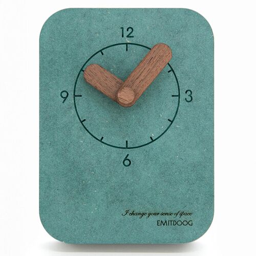 Horloge de Table et Murale Noire en Bois à Mouvement Silencieux 13 x 10 cm Vert YONIS