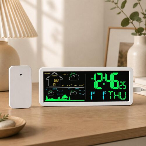 Station Météo Numérique Avec Horloge Et Capteur Extérieur Prévisions 3 Jours YONIS