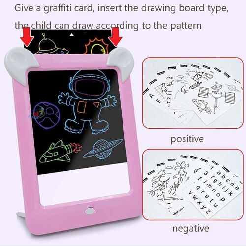 Tablette Graphique Enfant Lumineuse Dessin Fluorescent Rose 3 Ans+ Écolo YONIS