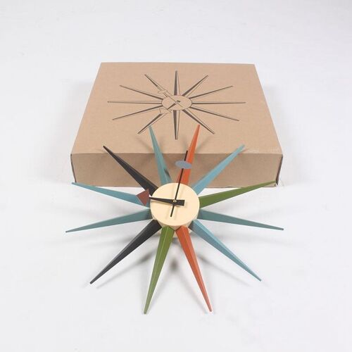 Horloge Murale Moderne En Bois 48cm Design Créatif Silencieux Et Précis Orange 2 YONIS