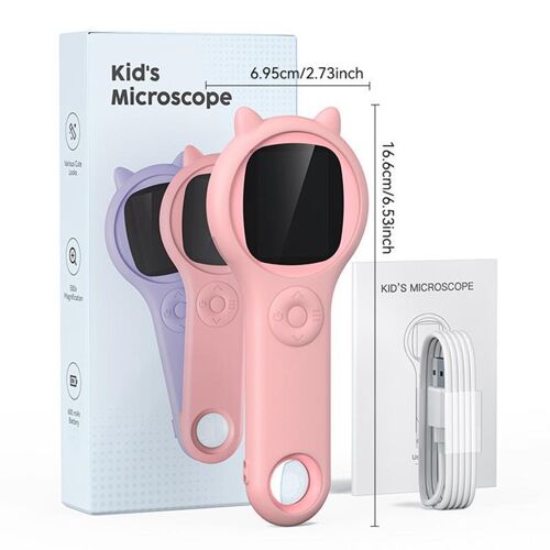 Microscope Pour Enfants Écran IPS 2.0 Pouces 500X Ultra-Clair Jouet Éducatif Rose 2 YONIS