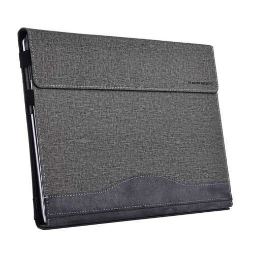 Sacoche Ordinateur Portable Texture Tissu Cuir Protection Anti-Choc Rouge Gris YONIS