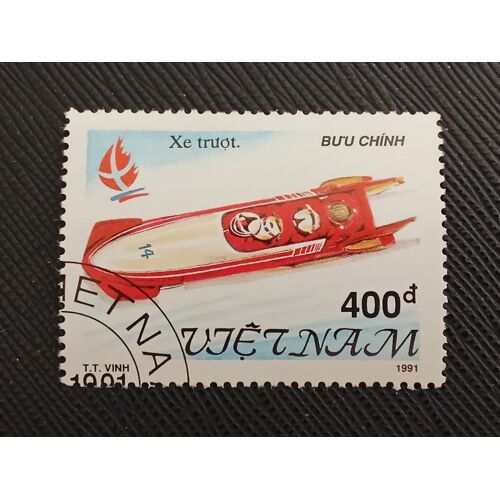 Timbre Vietnam Y T 1239 Jeux Olympiques-Albertville , Bob Sleighing 1991 (050810 )