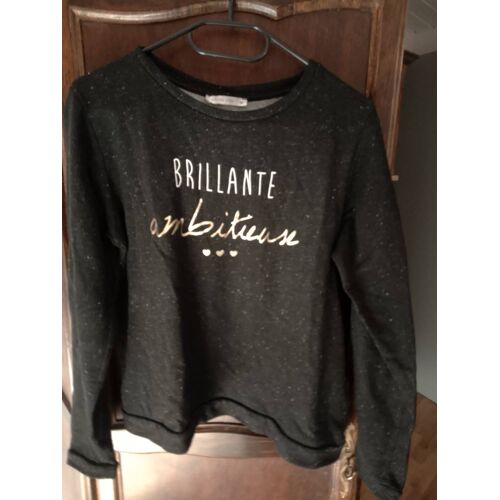 Pull Femme Noir Paillettes Écriture Dessus