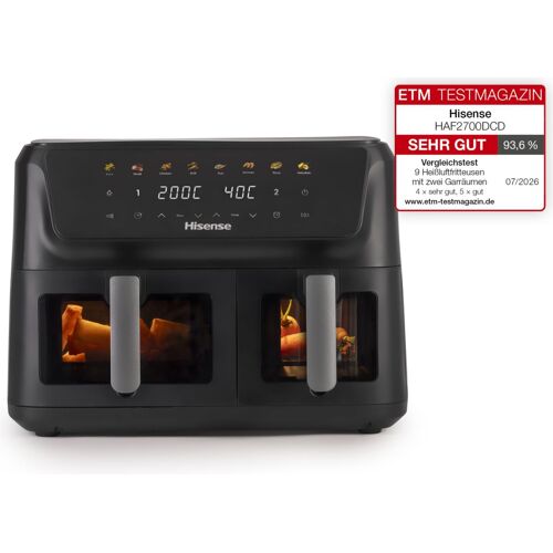 Hisense HAF2700DCD Double 11 L Autonome 2700 W Friteuse d'air chaud Noir