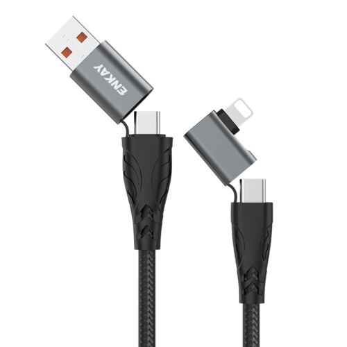 Câble De Charge Rapide 4 En 1 100 W 2 m USB-A USB-C 8 Pin Avec E-Marker YONIS