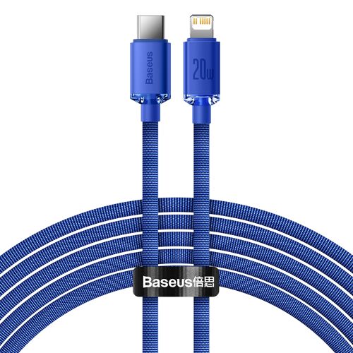Câble USB-C vers 8 Broches 2 m Charge Rapide 20 W Tressé 480 Mbps Bleu YONIS