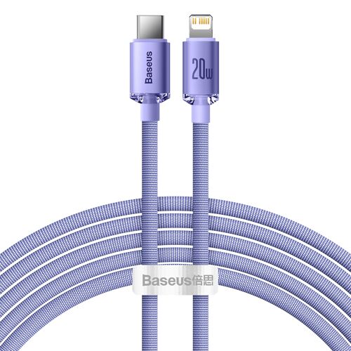Câble USB-C vers 8 Broches 2 m Charge Rapide 20 W Tressé 480 Mbps Violet YONIS