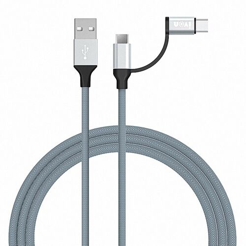 Câble de Charge et Synchronisation USB 2 en 1 Type-C et Micro USB 1 m 480 Mbps Argent YONIS