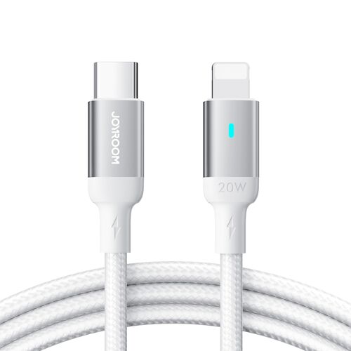 Câble USB-C Vers 8 Pin 20 W Charge Rapide Nylon Tressé 1.2 m Blanc YONIS