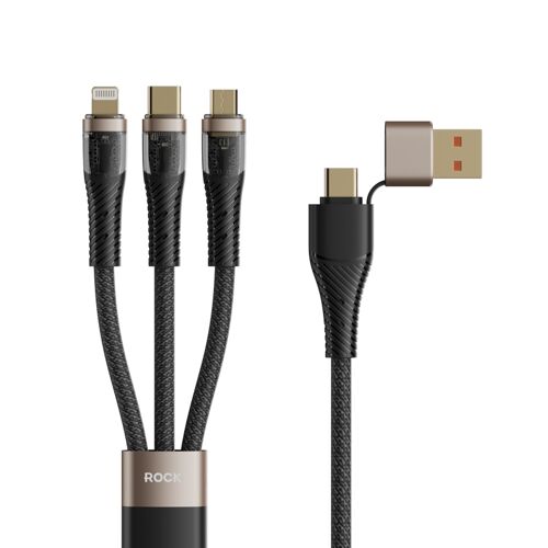 Câble De Charge Rapide 1,5 m 5 A À 3 Sorties USB Type-C 8 Pin Type-C Micro USB Noir YONIS