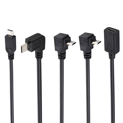 Lot de 4 Câbles Adaptateurs USB-C Femelle vers Micro USB Mâle 30 cm Angles Variés YONIS
