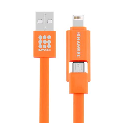 Câble De Charge Et Synchronisation 2 En 1 1 m Micro USB 8 Broches Vert Orange YONIS