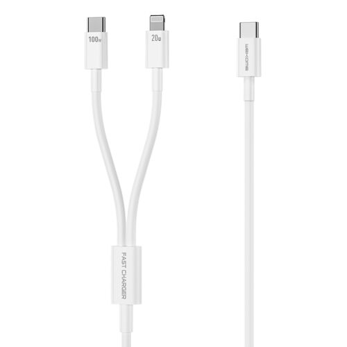 Câble 2 en 1 USB-C vers USB-C et 8 Pin Charge Rapide et Données 100 W 1,2 m YONIS