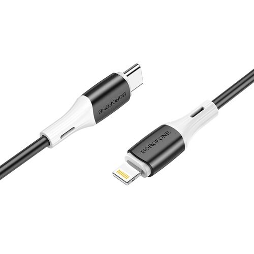 Câble USB-C Vers 8 Broches PD 20 W 1 m en Silicone Charge et Données iOS Noir YONIS