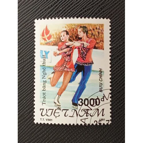 Timbre Vietnam Y T 1242 Jeux Olympiques-Albertville , Patinage Artistique 1991 (050810 )