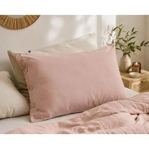 Taie En Percale De Coton 50x70 Cm Perrine Rose Blush