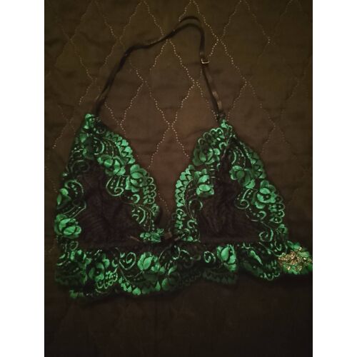 Brassière En Dentelle Noire/Verte 44 Xxl Neuve.