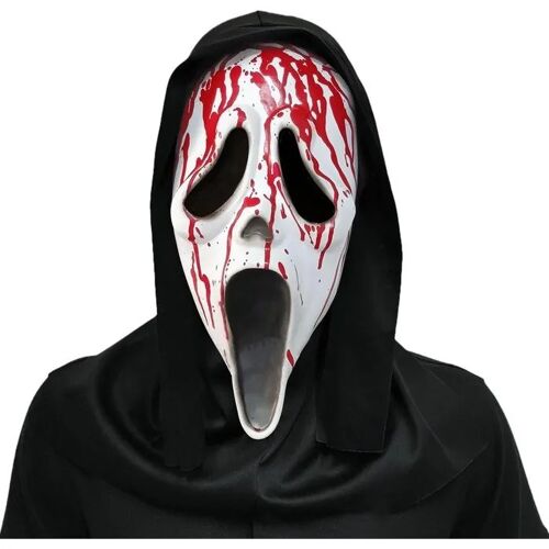 Masque Ghostface Halloween Sunshine Smile Latex Réaliste Adulte Cosplay Déguisement Soirée Carnaval Noir Taille Universelle