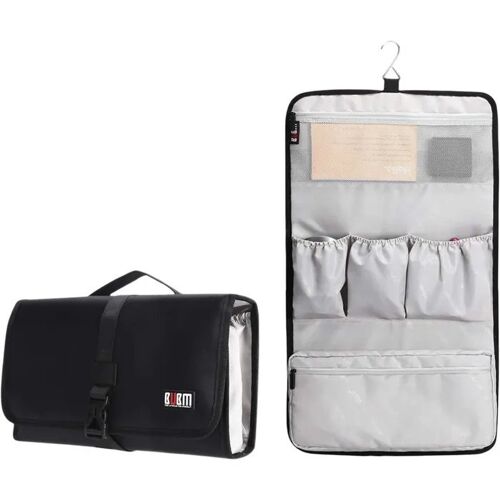 Organisateur de voyage Pitrumo pour Dyson Airwrap et Shark Flexstyle, Trousse de toilette pliable suspendue, Noir, Nylon