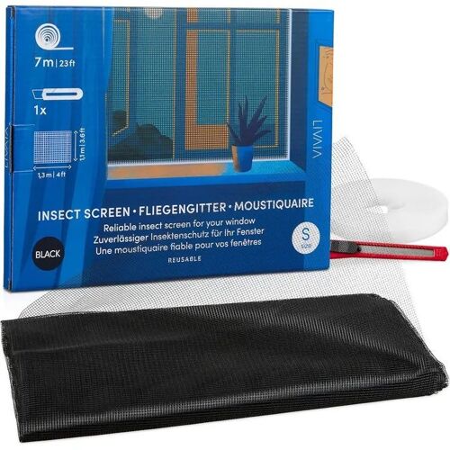 Moustiquaire Fenêtre Sans Perçage 110x130 Cm Noir, Protection Anti-Insectes, Tissage Durable Résistant Uv, Montage Facile Velcro