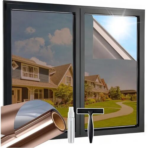 Film Miroir Auto-adhésif pour Fenêtre 90x200cm Argenté, Protection Solaire Thermique, Anti-UV 90%, Réduction Chaleur, Intimité