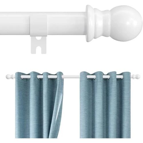 Tringle À Rideaux Métallique Télescopique Réglable Blanc 76-221cm, Acier Inoxydable 2.54cm, Résistante Corrosion, Salon, Chambre