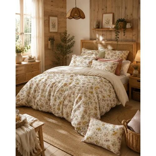 Housse De Couette Réversible En Gaze De Coton Adèle 240 X 260 Cm Beige