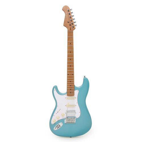 Fazley Sunset Series Dawn Hss Guitare Électrique Gaucher - Corps Tilleul - Érable Grillé - Micros Polyvalents - Finition Or Métallisé - Performante