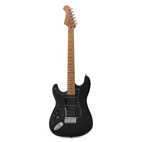 Fazley Sunset Series Dawn Hss Guitare Électrique Gaucher - Obsidian Black - Corps Tilleul - Manche Érable Grillé Profil C - Polyvalente Moderne