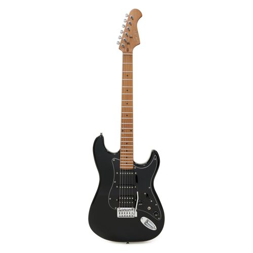 Fazley Sunset Series Dawn Hss Guitare Électrique - Corps Tilleul - Manche Érable Grillé - Micro Humbucker - Polyvalente - Finition Obsidian Black