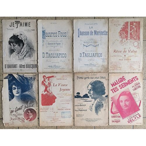 Lot De 8 Partitions Anciennes De La Belle Epoque (1900 À 1913)