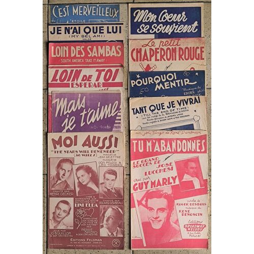 Lot De 11 Partitions Anciennes De L'Année 1946