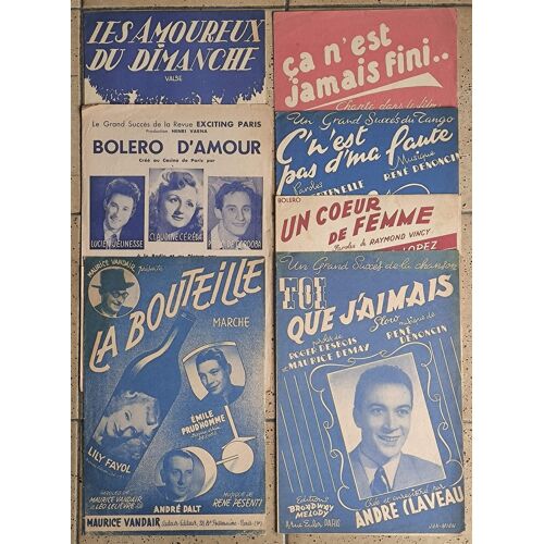 Lot De 7 Partitions Anciennes De L'Année 1949