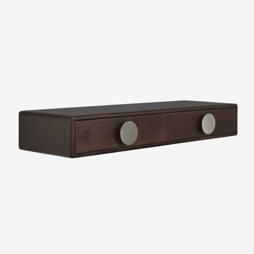 Console d'entrée murale 100x30 cm en bois de manguier et acier inoxydable Melisand Poignée en bois foncé