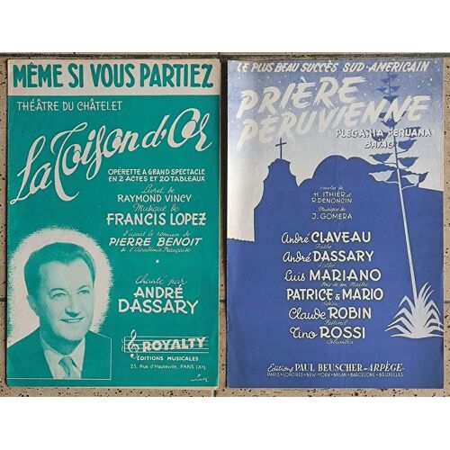 Lot De 2 Partitions Anciennes De L'Année 1954
