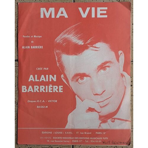 Partition Ancienne "Ma Vie" D'Alain Barrière 1964