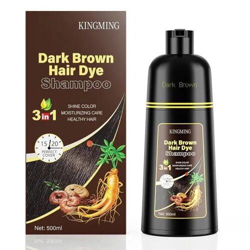Shampoing Colorant 3 En 1 Cheveux Gris 500 Ml - Couverture Totale, Nourrissant, Facile, Effet Longue Durée, Végétal, Homme Femme 