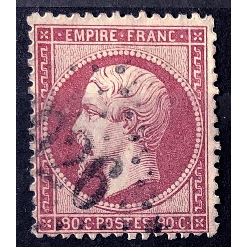 Napoléon - Empire Franc - Dentelé - 80c Rose Foncé (Très Joli N° 24a) Obl - France Année 1862 - Brn83 - N33761