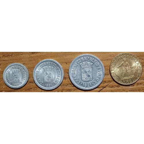Evreux Lot De 4 Necessite 5 10 25 Centimes 1921 1 Franc 1922 Eure Normandie