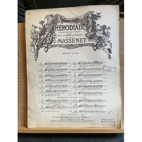 Jules Massenet Hérodiade N°8 Stances De Salomé Partition Chant Piano Ed. Heugel