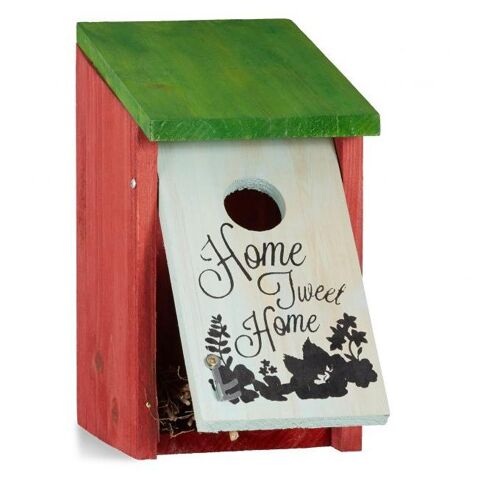 Relaxdays 10020736_47 Mangeoire Pour Oiseau Multicolore Métal, Bois Support