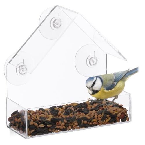 Relaxdays 10024325 Mangeoire Pour Oiseau Transparent Acrylique, Polyvinyl Chloride (Pvc) Support
