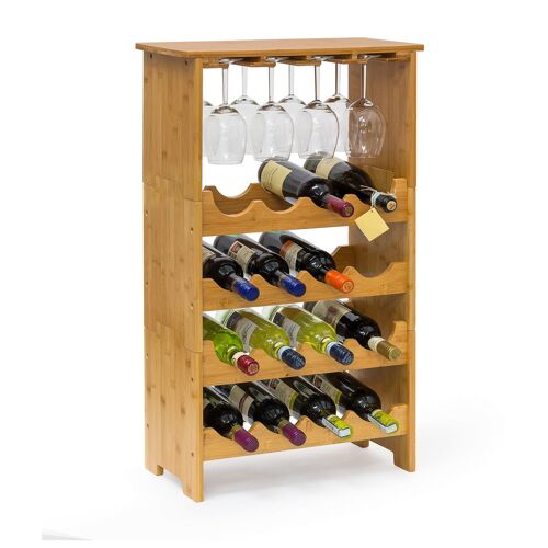 Relaxdays 10013871 Cave à vin 16 bouteilles Bambou Bois