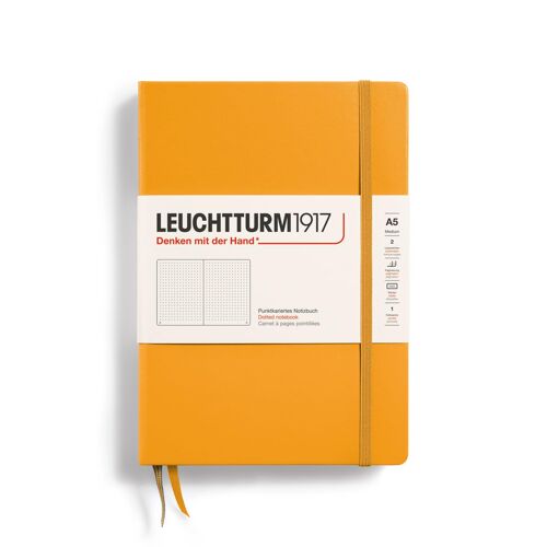 Leuchtturm1917 363387 Carnet De Notes Medium (A5), Couverture Rigide, 251 Pages Numerotees, Rising Sun, Pointille