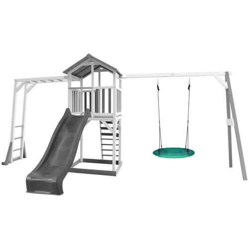 Axi Beach Tower With Climbing Frame And Summer Nest Swing Grey/White - Toboggan Gris