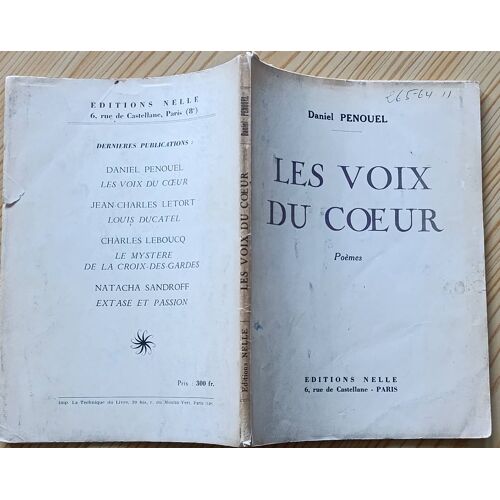 Les Voix Du Coeur : Poèmes Par Daniel Penouel ( Ouvrage Non Daté, Éditions Belle, Paris ).