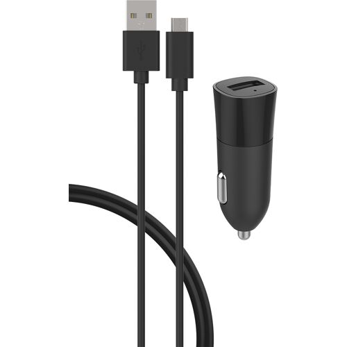Chargeur voiture 2.4A Charge rapide + Câble USB A/micro USB Noir Bigben