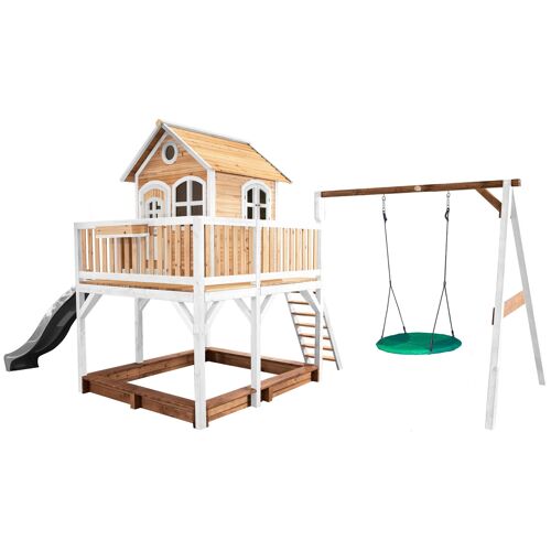 Axi Classic Liam Playhouse With Summer Nest Swing Brown/White - Toboggan Gris